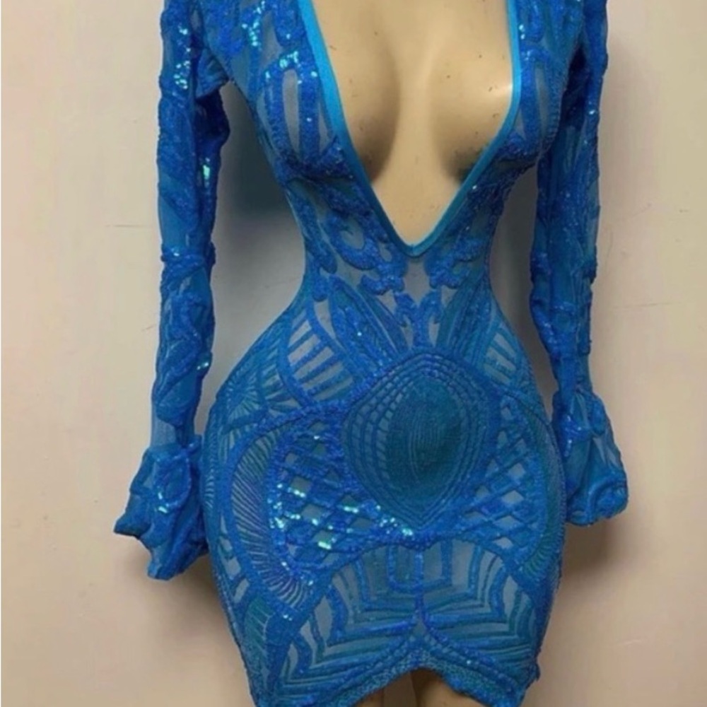 Stunning Blue Long Sleeve Dress